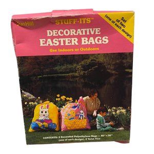 Vtg 90's Stuff-its Decorative Easter Bags Indoor/Outdoor BUNNY 40x36